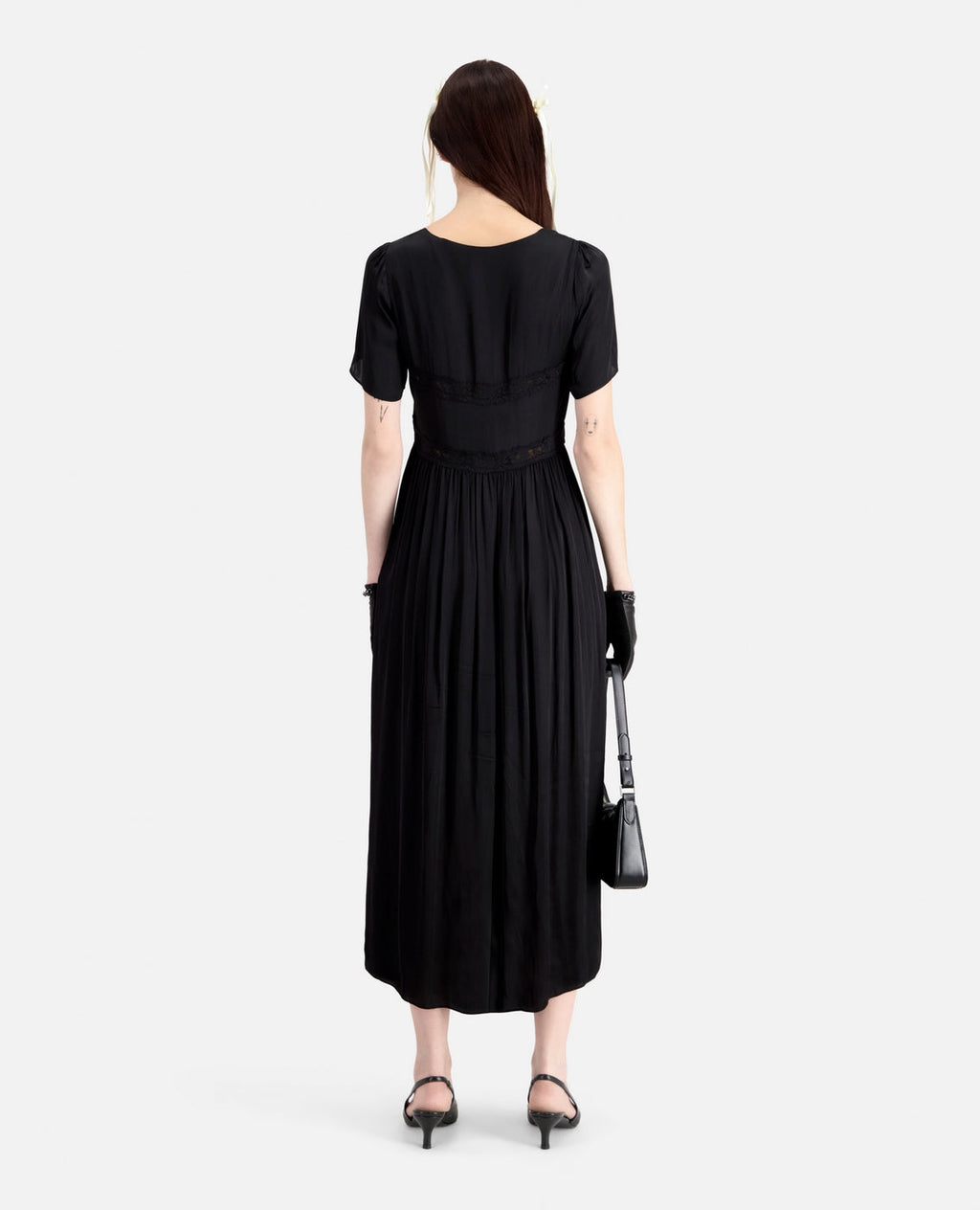 The Kooples - Vestido Largo Mc Parte Superior de Encaje - Mujer