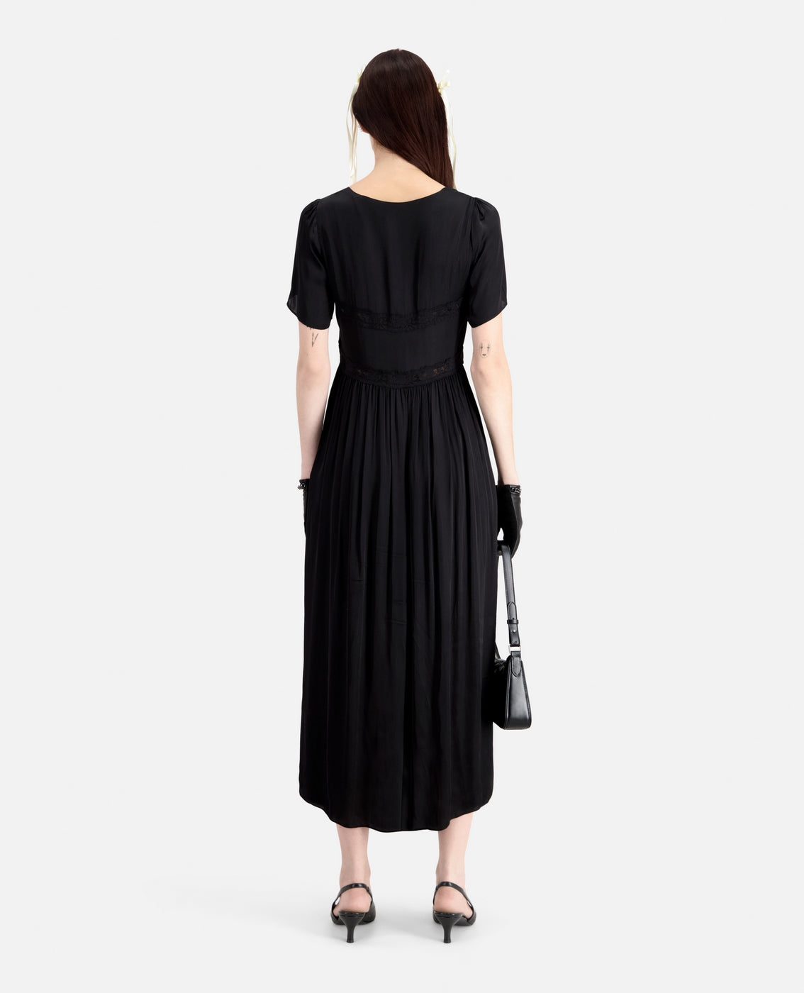 The Kooples - Vestido Largo Mc Parte Superior de Encaje - Mujer