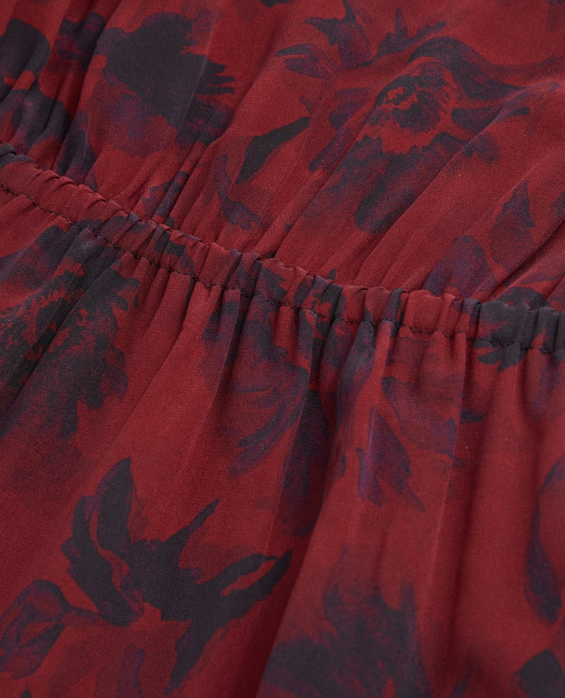 Vestido skater de seda - Rojo - Mujer