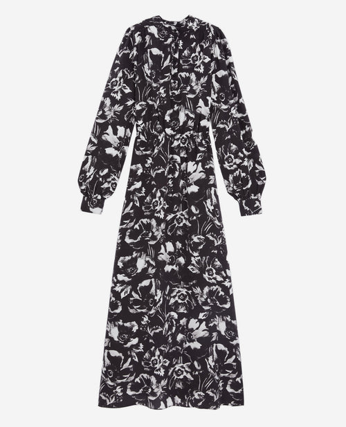 Vestido largo de seda - Negro - Mujer