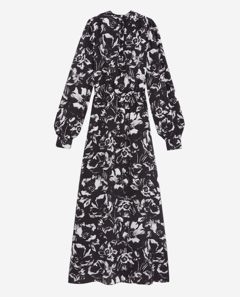 Vestido largo de seda - Negro - Mujer