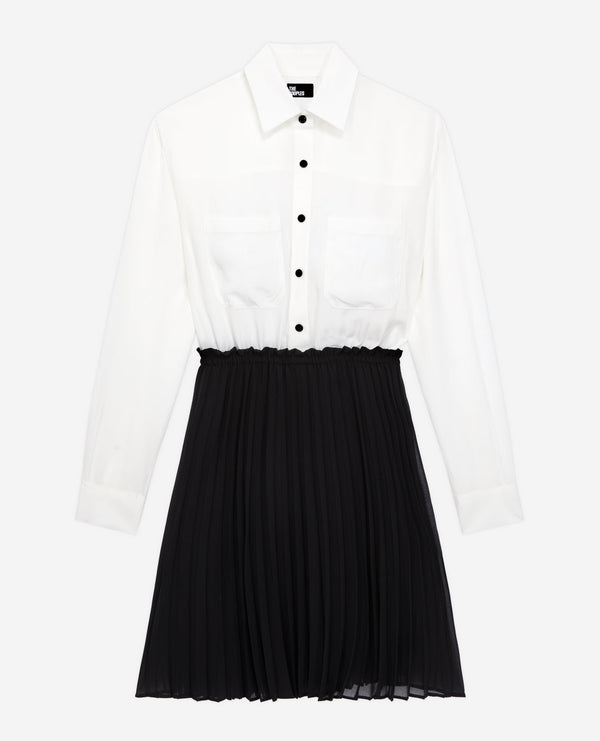 The Kooples - Trompe-L'Œil Silk Dress - White - Women