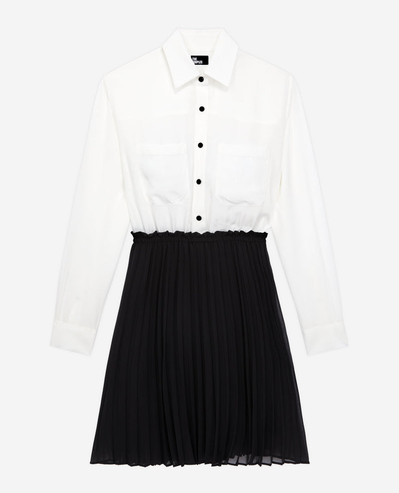 The Kooples - Vestido Trompe-L'Œil Seda - Blanco - Mujer