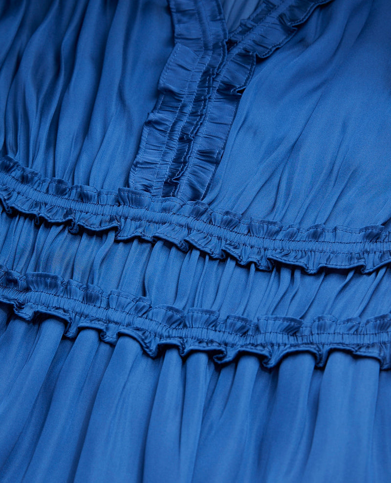 Vestido corto plisado - Mujer