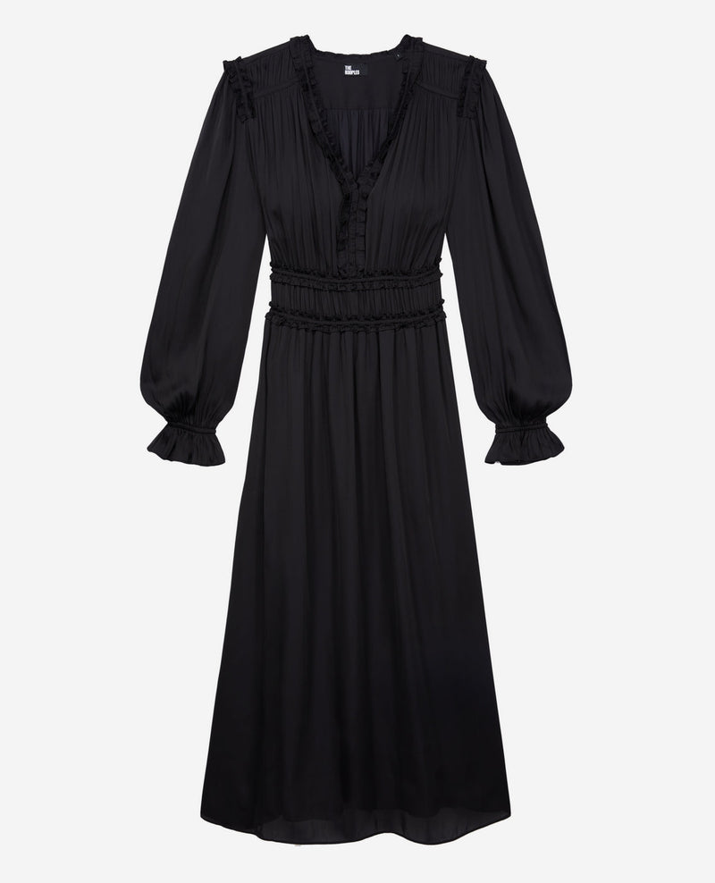 Vestido largo - Negro - Mujer