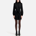 Bi-material Shirt Dress - Black - Women