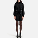 Vestido camisero bimateria - Negro - Mujer