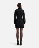 Vestido camisero bimateria - Negro - Mujer