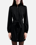Bi-material Shirt Dress - Black - Women