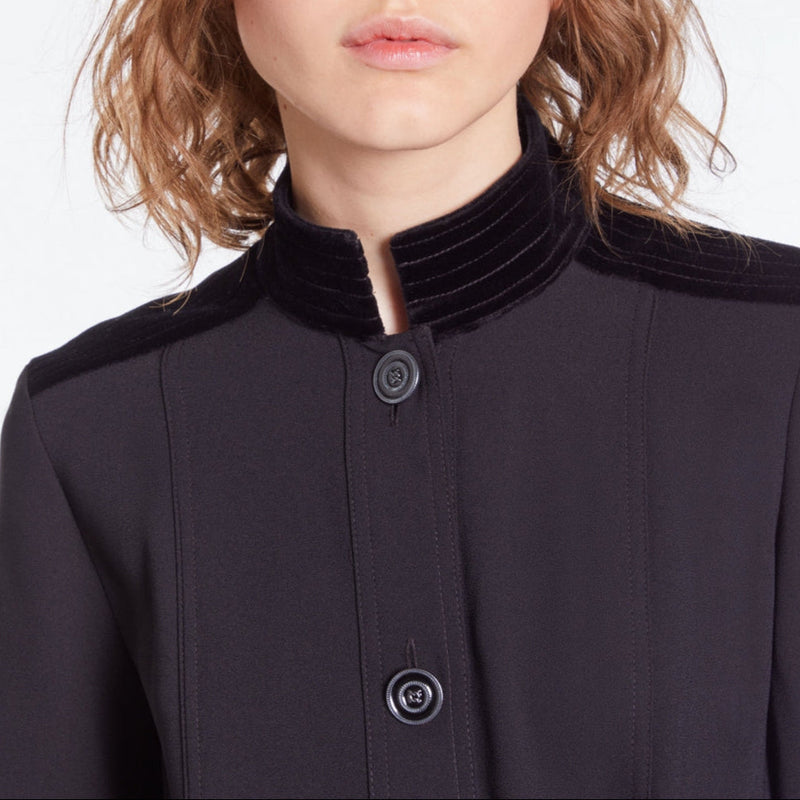 Vestido camisero bimateria - Negro - Mujer