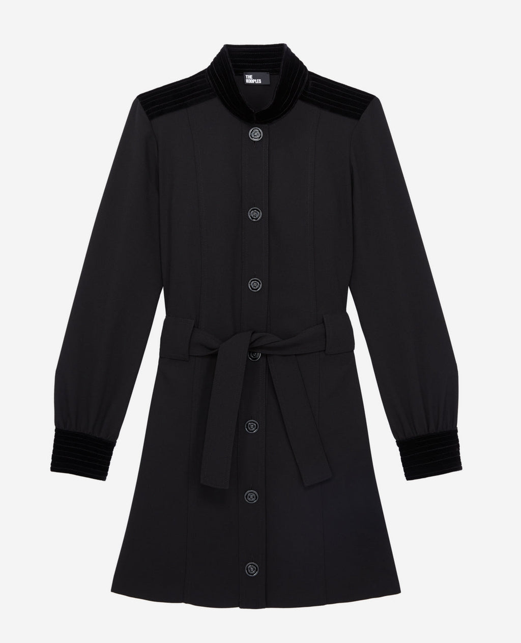 Bi-material Shirt Dress - Black - Women