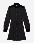 Bi-material Shirt Dress - Black - Women