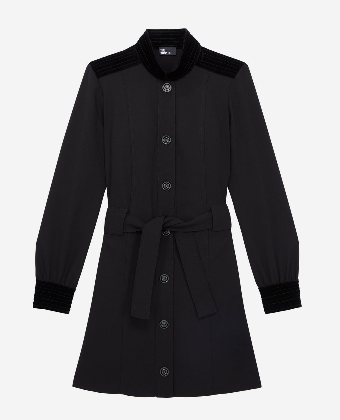 Bi-material Shirt Dress - Black - Women
