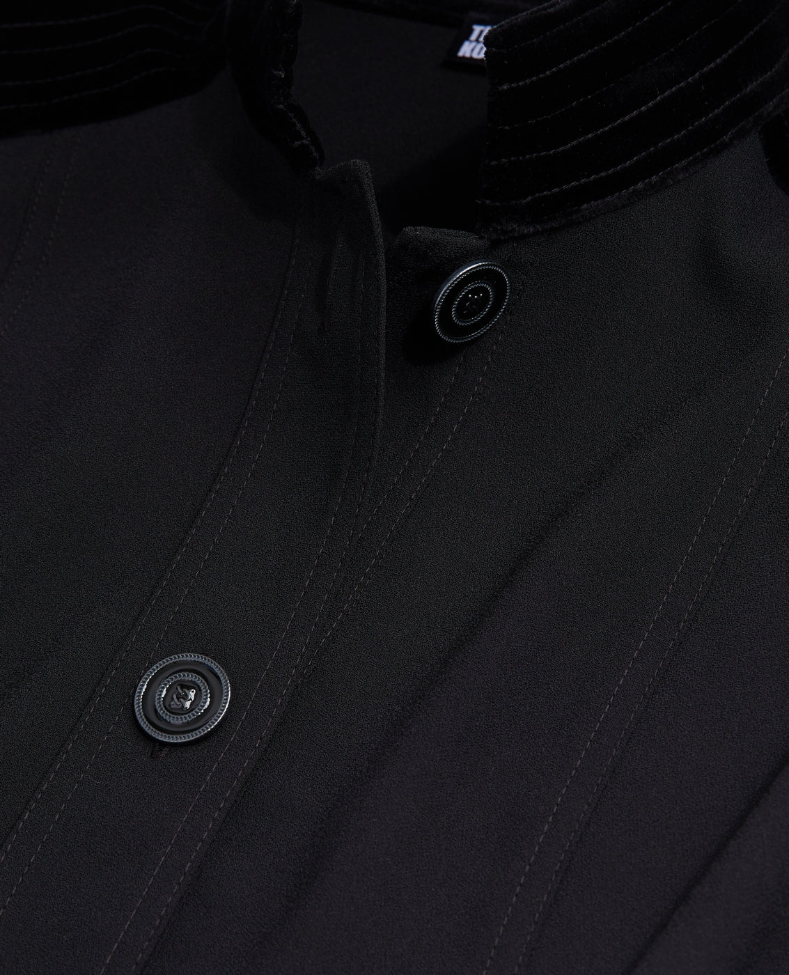 Bi-material Shirt Dress - Black - Women