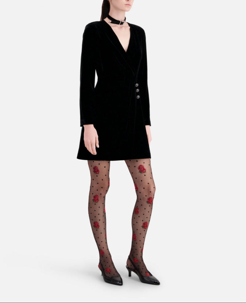 Vestido cruzado - Negro - Mujer