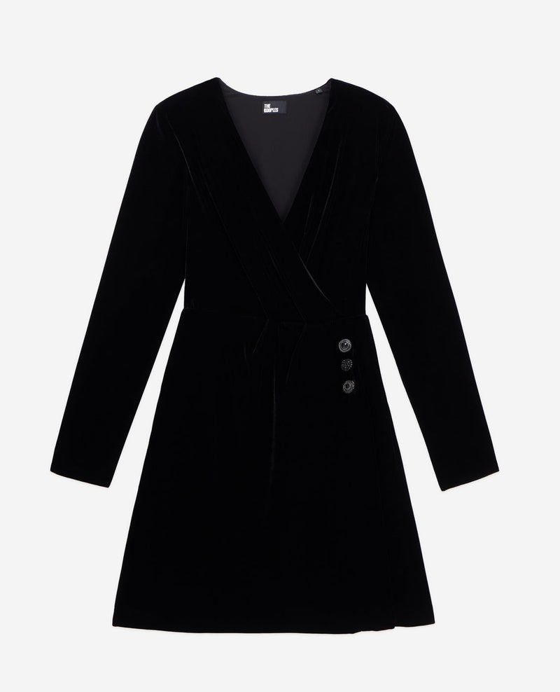 Vestido cruzado - Negro - Mujer