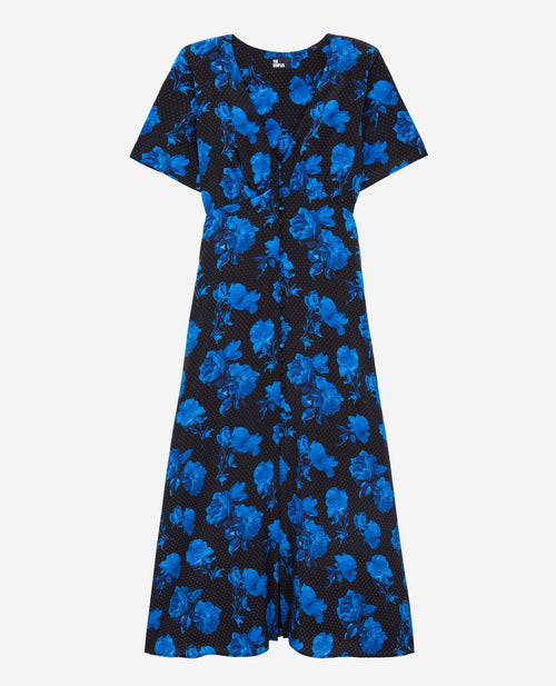 Vestido camisero de seda - Negro - Mujer
