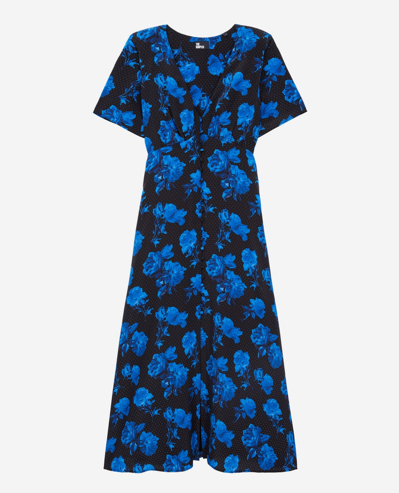 Vestido camisero de seda - Negro - Mujer