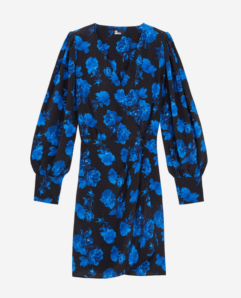 The Kooples - Vestido cruzado de seda - Negro - Mujer