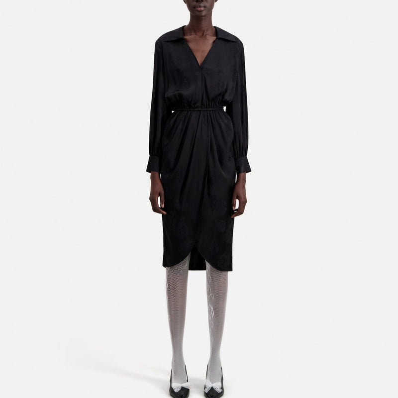 Vestido cruzado - Negro - Mujer