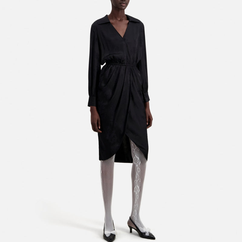 Vestido cruzado - Negro - Mujer