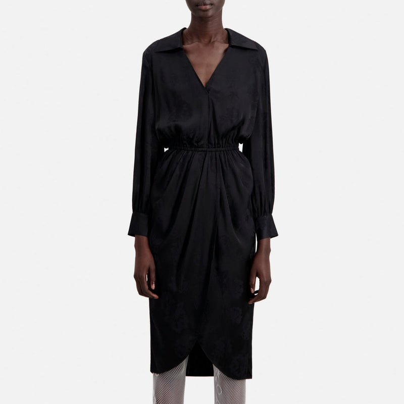 Vestido cruzado - Negro - Mujer