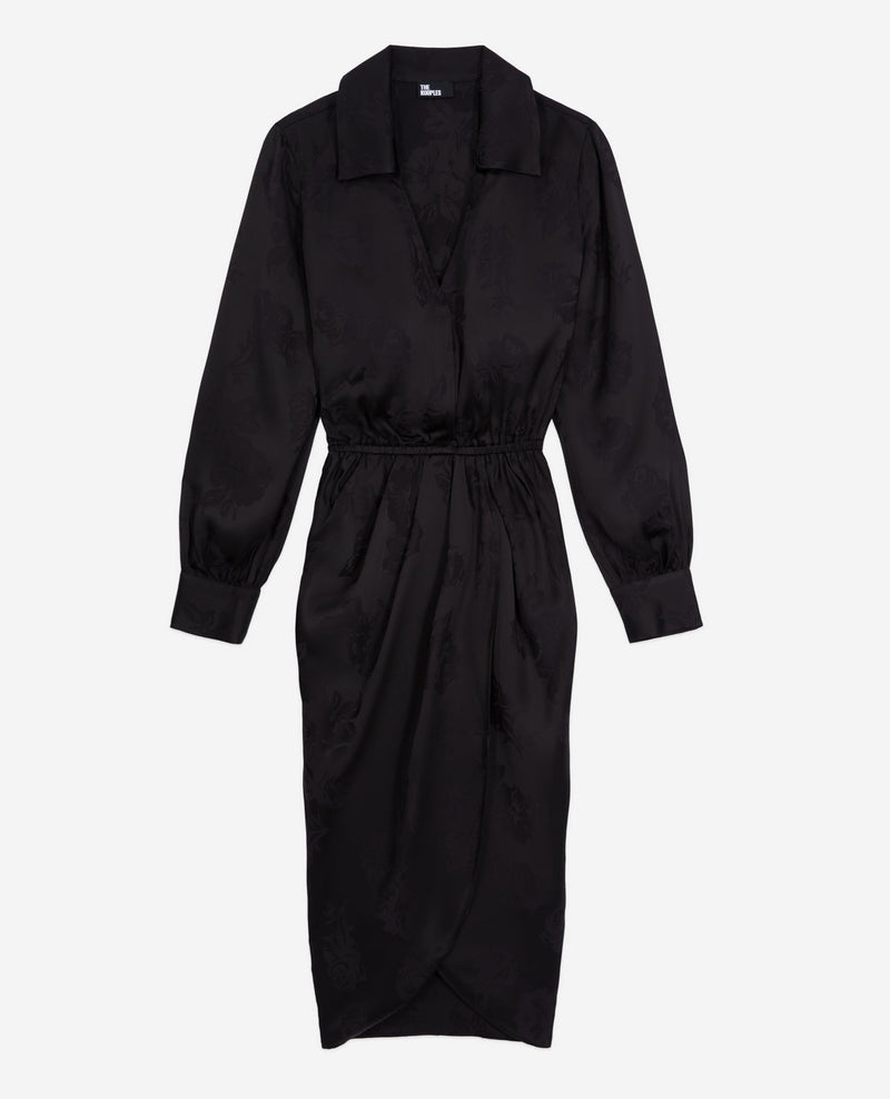 Vestido cruzado - Negro - Mujer