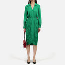 Vestido midi cruzado de jacquard - Mujer