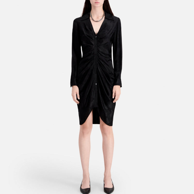 Vestido camisero - Negro - Mujer