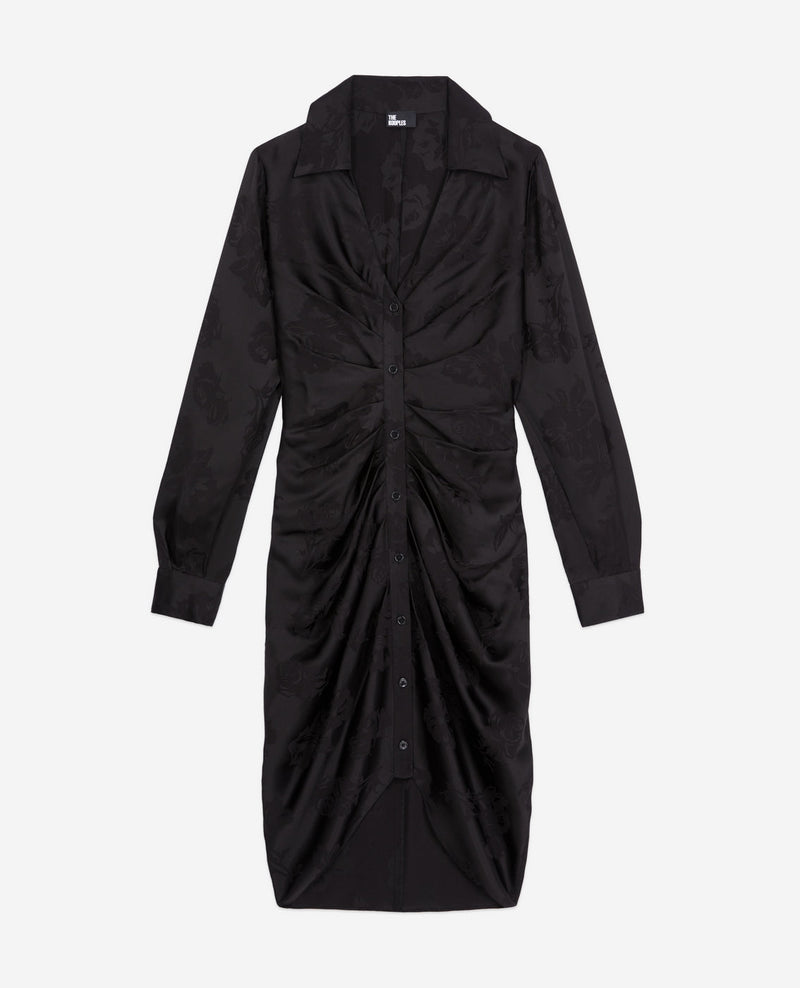 Vestido camisero - Negro - Mujer