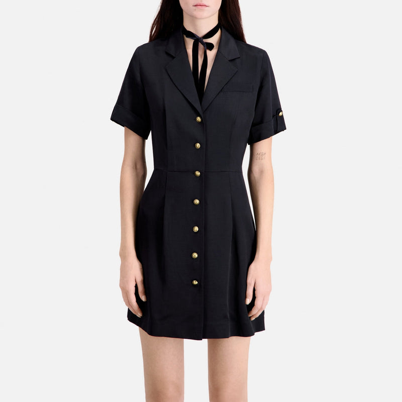 Shirt Dress - Black - Women