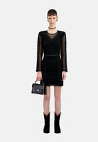 The Kooples - Robe Courte Avec Mix Dentelles A Manches Longues