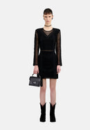 Robe Courte Avec Mix Dentelles A Manches Longues
