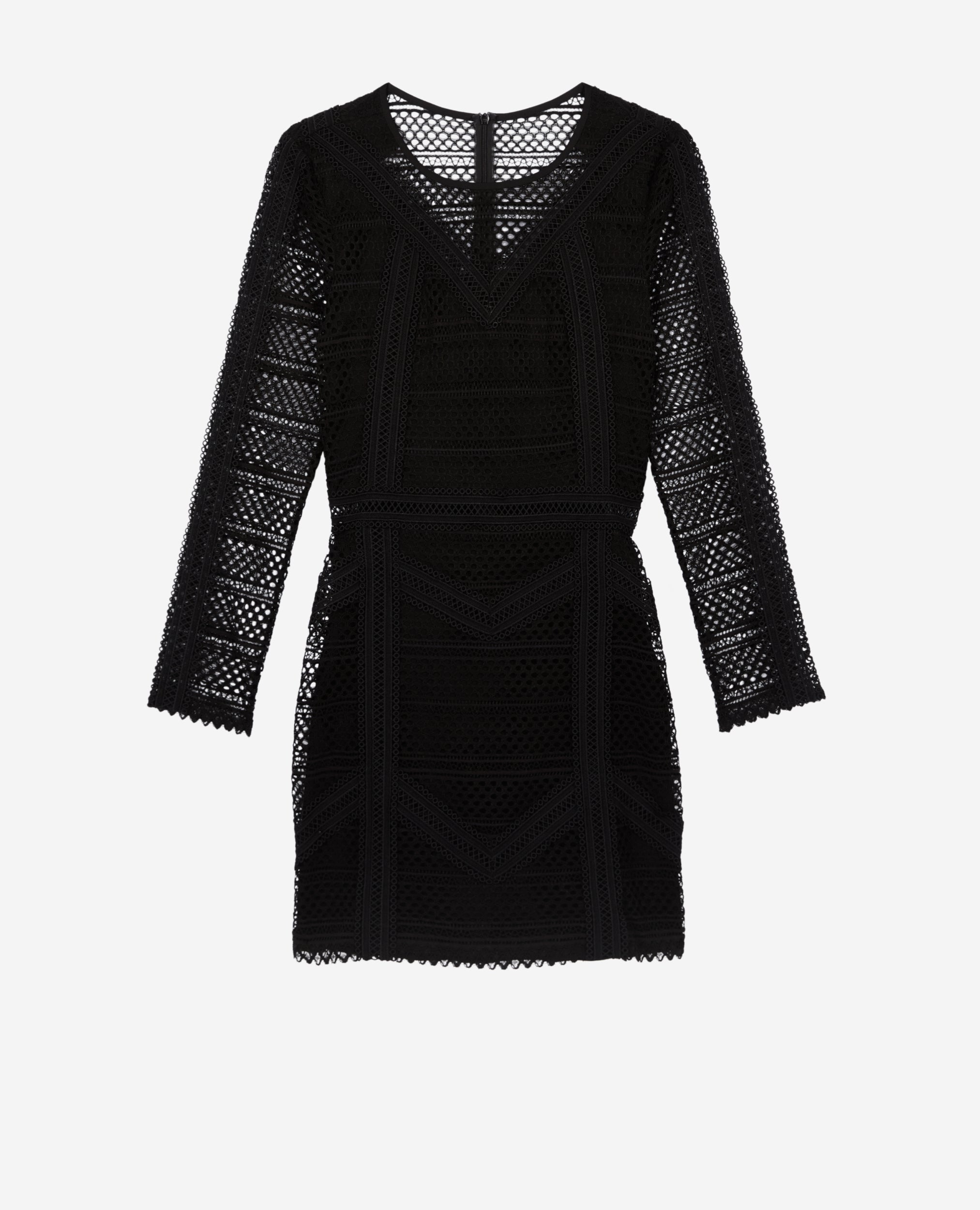 The Kooples - Robe Courte Avec Mix Dentelles A Manches Longues