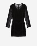 Robe Courte Avec Mix Dentelles A Manches Longues