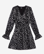 The Kooples - Robe Courte A Petits Coeurs Manches Longues Taille Elastiquee