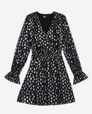 Robe Courte A Petits Coeurs Manches Longues Taille Elastiquee