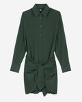 The Kooples - Long Sleeve Tied Washed Silk Shirt Dress