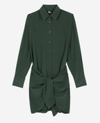 The Kooples - Long Sleeve Tied Washed Silk Shirt Dress