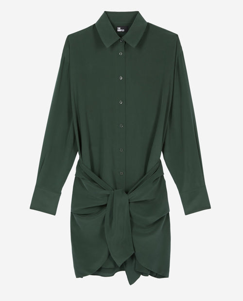 The Kooples - Robe Chemise Manches Longues En Soie Lavee Nouee