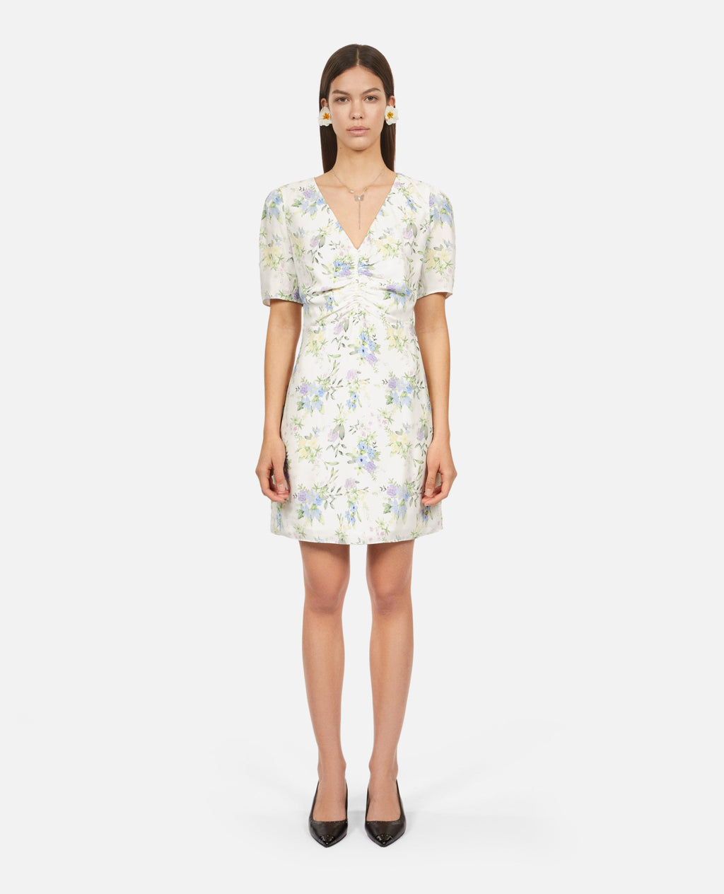 The Kooples - Robe Courte A Manches Courtes Froncee