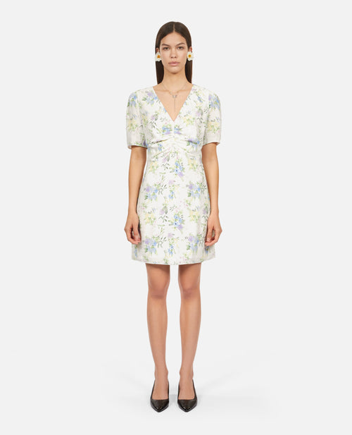 Robe Courte A Manches Courtes Froncee