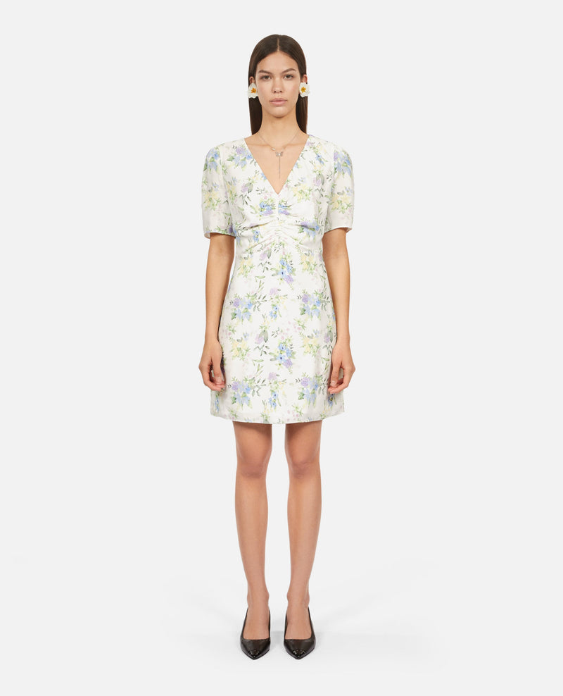 Robe Courte A Manches Courtes Froncee