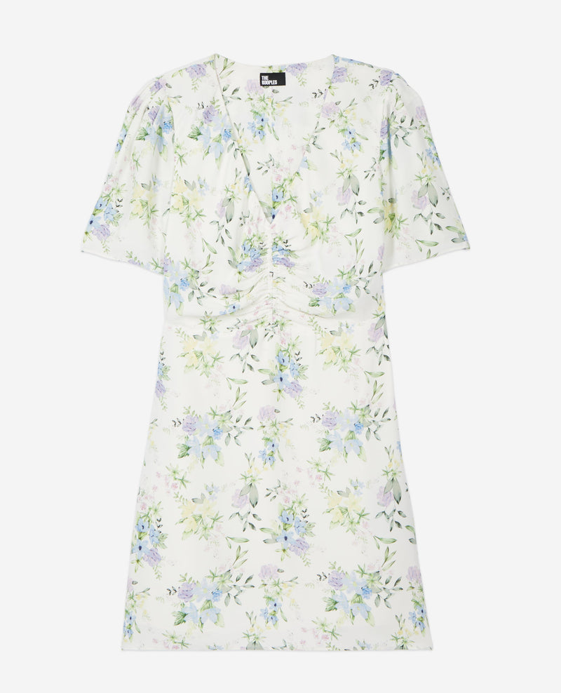 Robe Courte A Manches Courtes Froncee