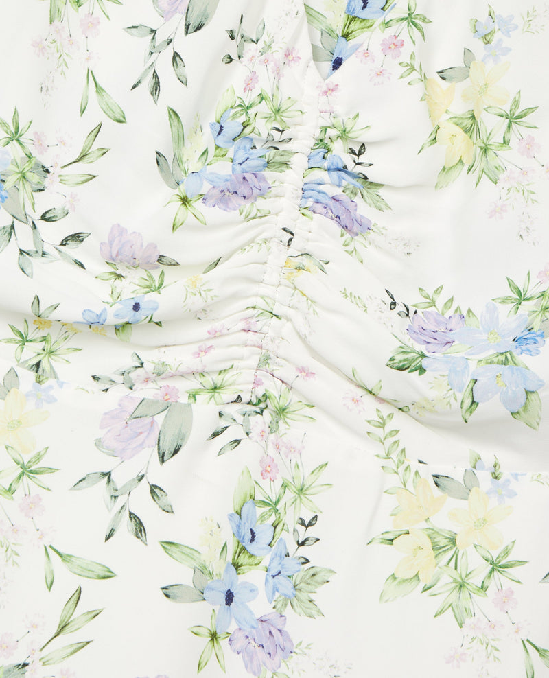 Robe Courte A Manches Courtes Froncee