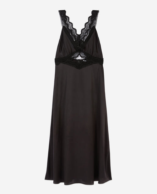 Robe Longue En Soie Avec Guipure