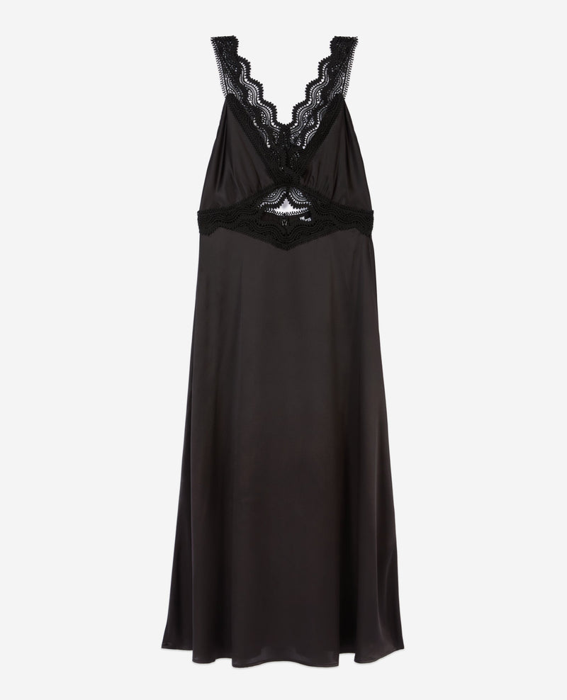 Robe Longue En Soie Avec Guipure