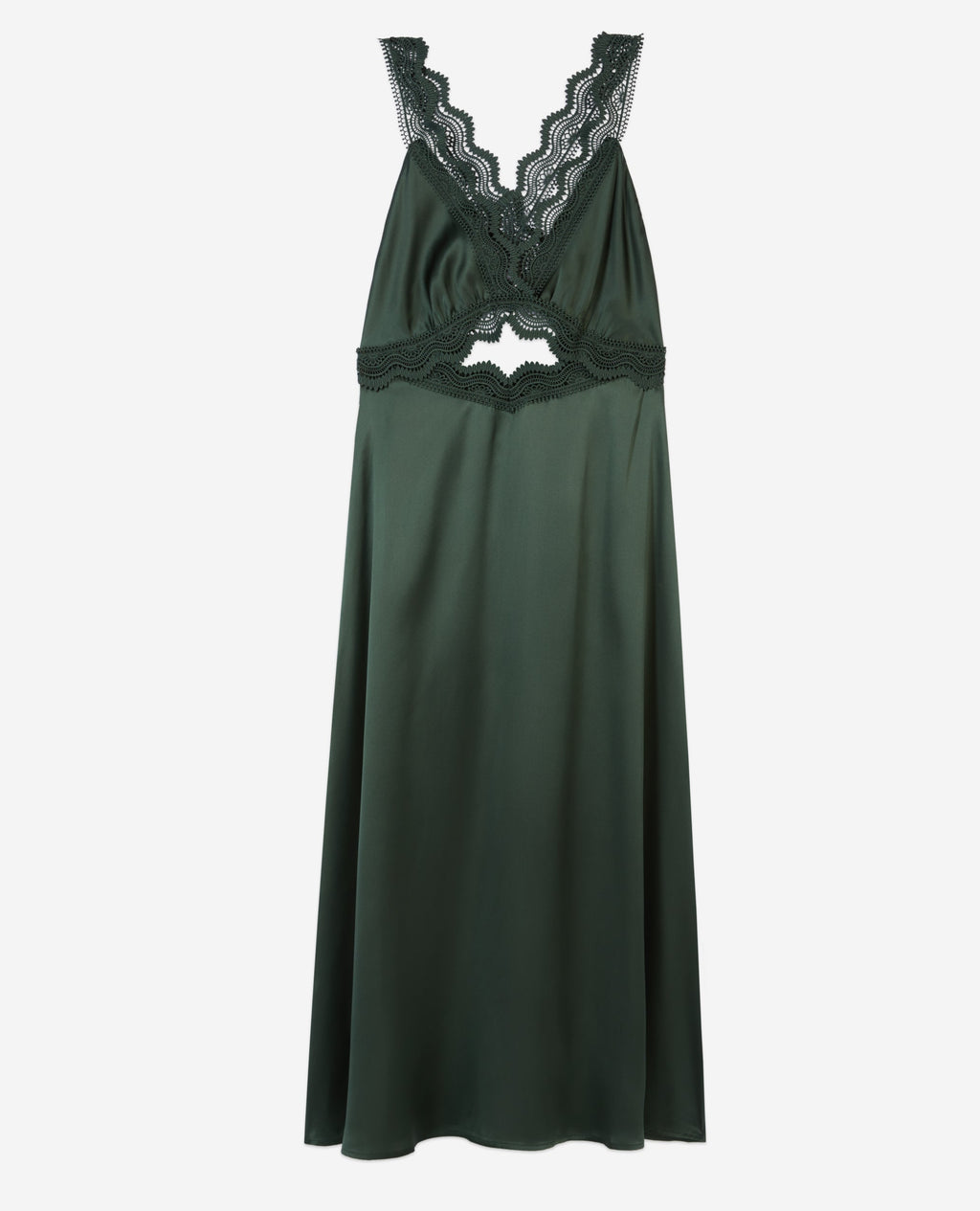 The Kooples - Long Silk Dress with Guipure Lace