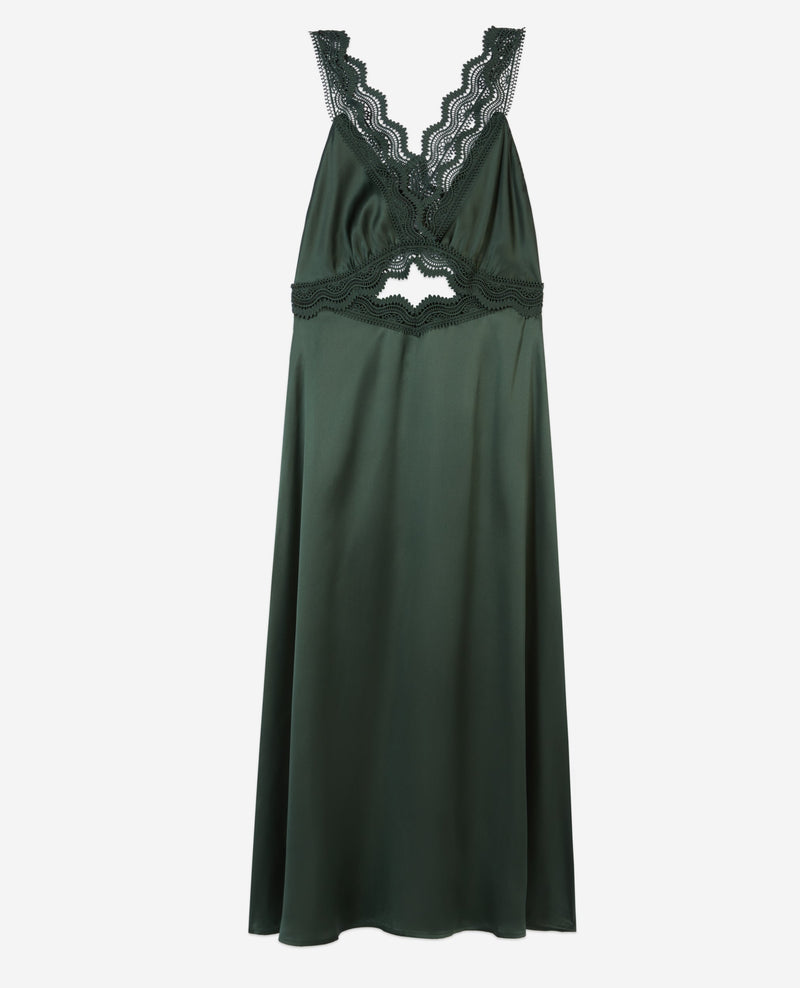 Robe Longue En Soie Avec Guipure