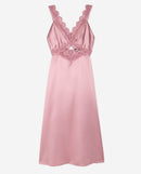 Robe Longue En Soie Avec Guipure